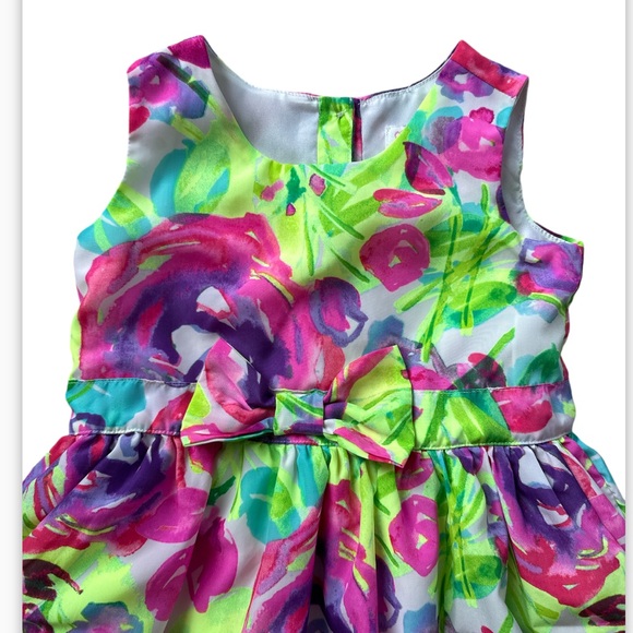 The Children’s Place Neon Floral Girls Party Dress Spring Flowers 3T Toddler - Picture 8 of 11